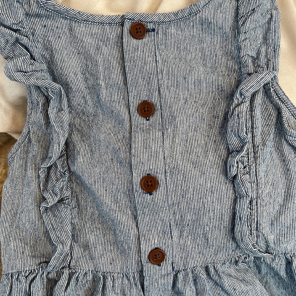 HANNA ANDERSSON 140 Blue Stripe Ruffle Top - Picture 2 of 8